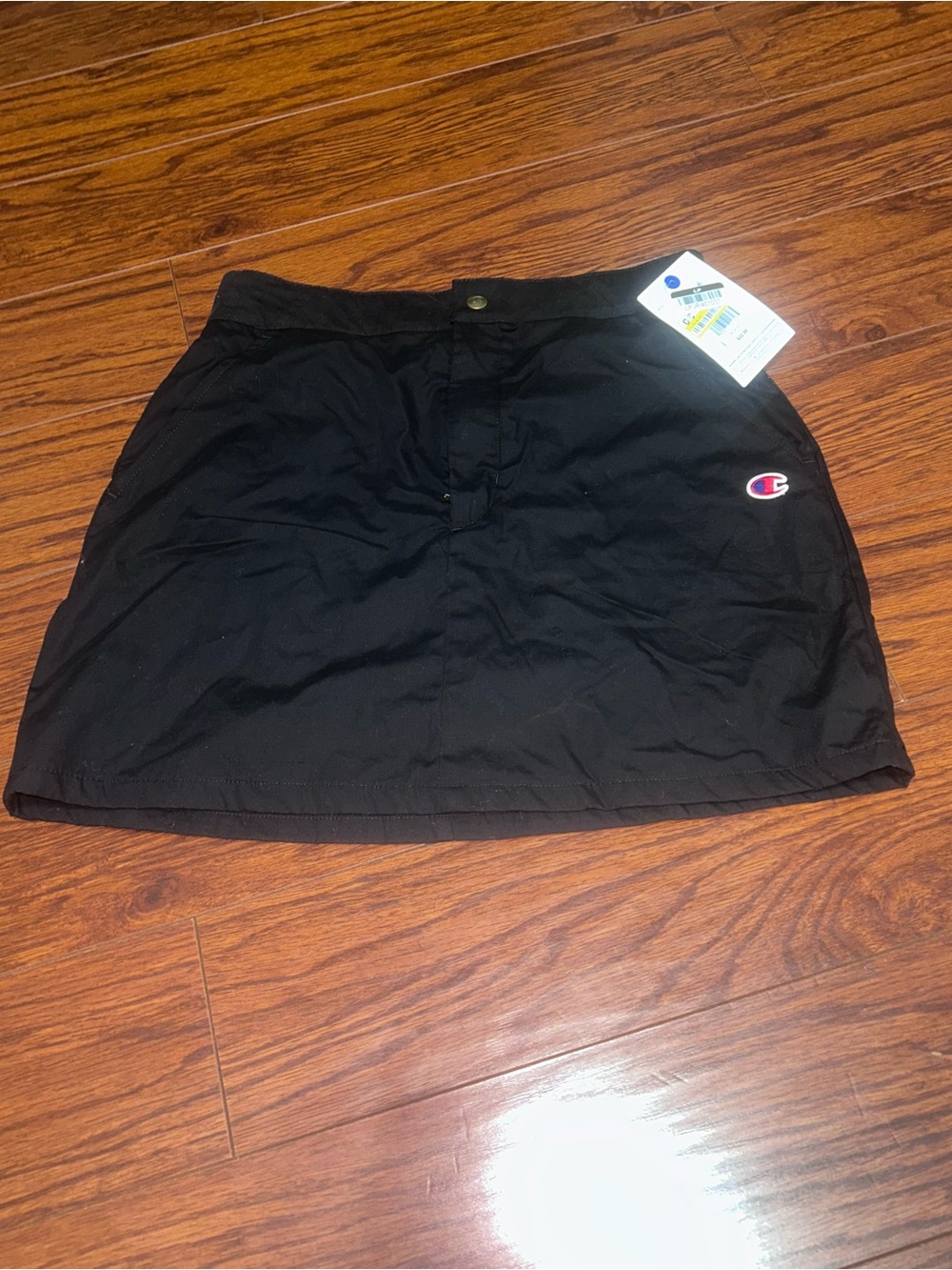 Champion Black Mini Skirt with Embroidered C Patch